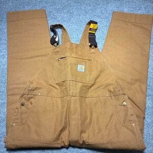 Carhartt Firm Duck Insulated Bib Overall Men XL Tall Loose Fit Brown OR4393M NWT